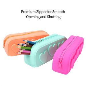 Étui à crayons personnalisé 2024 Kawaii mignon en silicone 3D, boîte de rangement, sac à fermeture éclair pour filles et garçons, petit format, idéal pour l'école - Product Image 6