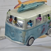 Ornement en verre artisanal de haute qualité, camion de surf, bus, lumières de plage côtière pour la décoration de Noël