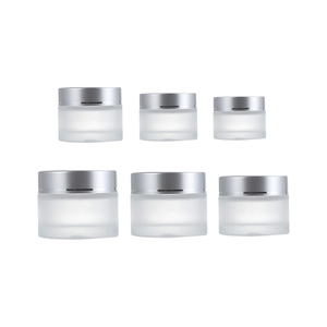 Luxury Skincare Body Packaging Empty Cosmetic Glass Cream Jars 5ml-60ml <b>White</b> Frosted Customized Golden Screw <b>Cap</b> - Product Image 1
