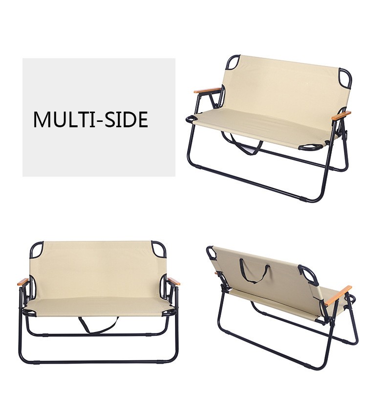 109CM Two Persons Heavy Duty Camping Chairs Garden Aluminium Folding Chairs Outdoor