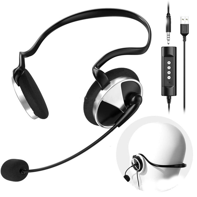 Factory Wired Stereo Telephone Headset ENC Noise Cancelling Office Headphone With Microphone Anti-Noise for Call Center