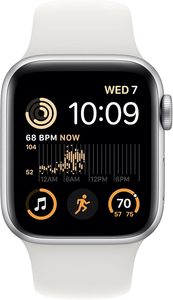 Para <span class=keywords><strong>Watch</strong></span> <span class=keywords><strong>SE</strong></span> (2.ª generación) (GPS 40 mm OLED) - Caja de aluminio plateada con correa deportiva blanca, monitor de frecuencia cardíaca y monitor de sueño (Reacondicionado) - Product Image 2