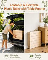 Table de pique-nique pliante portable en bois massif, table basse moderne pliable, hauteur réglable, plage, camping, jardin, extérieur