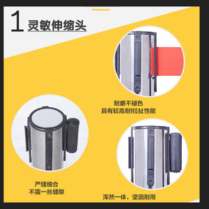 Barrière de file d'attente en acier inoxydable 180 cm avec ceinture rétractable pour aéroport, banque, hôpital, concert - Product Image 3