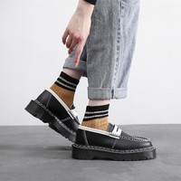 Chaussures en cuir véritable noires à semelle épaisse, style coréen, respirantes, imperméables, décontractées, tendance, polyvalentes, pour jeunes, en cuir pleine fleur