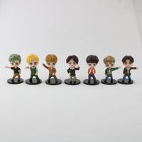 Lot de 7 figurines de modèles de groupes KPOP Bangtan Boys, jouets de dessin animé en PVC, porte-clés, ornements de voiture, décorations de gâteau