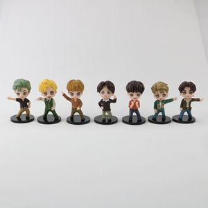 7-delige set Bangtan Boys groepen model speelgoed KPOP ster cartoon speelgoed PVC sleutelhanger figuren auto hangende ornamenten taartdecoratie - Product Image 6