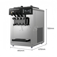 Machine à glaces à trois saveurs automatique de table commerciale, machine à glaces molles, machine à glaces molles