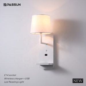 Đèn Chiếu Sáng Cạnh Giường E14 Ổ Cắm + Cổng Usb + Sạc Không Dây Cho Phòng Ngủ Đầu Giường Đèn Led Đọc Sách Gắn Tường Bề Mặt - Product Image 2