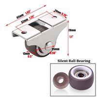 Mini roulettes grises silencieuses à roulement à billes TPE de 1,5 pouce, profil bas, capacité de charge de 200 lb, pour meubles, armoires roulantes, lits gigognes