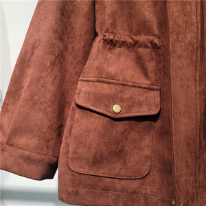 Nouvelle Arrivée Automne 2026 – Manteau <span class=keywords><strong>Trench</strong></span> Rétro en <span class=keywords><strong>Daim</strong></span> Ample à Col Revers et Fermeture Éclair à Manches Longues - Product Image 6