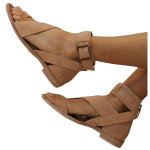 2026 nuevas sandalias KJ para mujer, sandalias bohemias para playa, juanete, tacón plano, Punta abierta, Sandalias planas, diario, PU, negro, caqui, café - Product Image 5