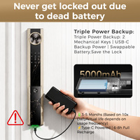 Serrure de porte intelligente OEM H01 avec application Tuya, reconnaissance faciale 3D, reconnaissance des veines de la paume, empreinte digitale, étanche, pour portail principal, avec caméra et écran