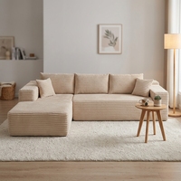Canapé modulaire moderne en tissu velours côtelé avec rembourrage en mousse à mémoire de forme, canapé sectionnel en forme de L, ensemble de meubles pour salon