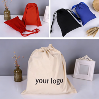 Sac pochette en lin mousseline écologique en tissu coloré personnalisé résistant et uni personnalisé petit sac nautique en toile de coton avec cordon de serrage