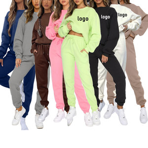 wholesale hoodie and sweatpants set men high quality cotton thick custom hoodies and joggers tracksuit crewneck sweatshirt sets