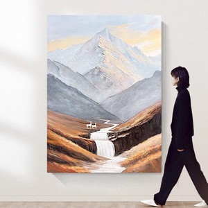 Hand Painted Oil Painting Golden Mountains Landscape Large Size Modern Minimalist Living Room Sofa Background Wall Art Decor - Product Image 1