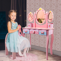 Ensemble de table de courtoisie avec miroir et tiroir en bois Table de courtoisie pour enfants avec chaise pour filles