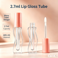 Tube de brillant à lèvres vide en forme de vague, 2,7 ml, rose, avec logo personnalisé, emballage cosmétique en gros