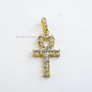 Style Full <b>Cross</b> Pendant Single Row Tennis <b>Chain</b> Personalized Light Luxury Cuban <b>Chain</b> Necklace - Product Image 5