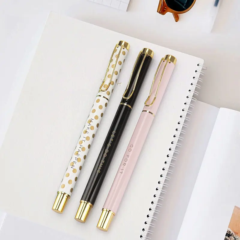 Gold Inspirational Quote Ballpoint Pen Chic Office Decorative Metal Inspirational Pen Set