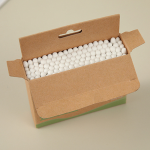 Hochwertige 100 Stück Wattes täbchen Flugzeug loch Hänge karte Bambus stock Wattes täbchen mit Kraft papier box für sanfte Reinigung - Product Image 1