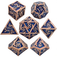 Dés polyédriques Feeron personnalisés en alliage de zinc bleu gravé, écologiques, motif écaille de dragon, 7 pièces, pour jeux de rôle D&D, fantastiques, science-fiction, modernes