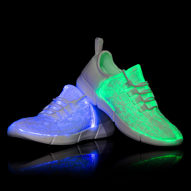 Wholesale Rechargeable Luminous Fiber Optical Light up USB Glow in the Dark Kids LED Shoes Sneakers for Women Festivals Dancing