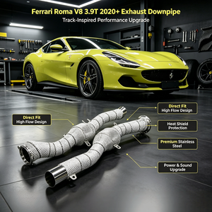 Tubo de Escape de Alto Flujo de Acero Inoxidable 304 sin Luz de Advertencia de Motor para Ferrari <span class=keywords><strong>Roma</strong></span> 3.9T V8 2020-2023, Directo de Fábrica - Product Image 1