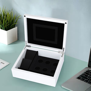 Boîte à parfum rectangulaire en MDF gravée au laser, peinte à la main, personnalisée, avec lumière blanche, pour le stockage d'huiles essentielles, boîte cadeau, cosmétiques - Product Image 1