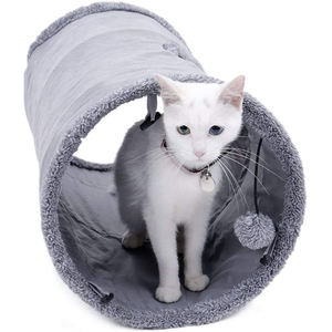 Tunnel de jeu pliable pour <span class=keywords><strong>chat</strong></span> en faux daim, doux et moelleux, avec trou de surveillance et boule suspendue – Vente chaude - Product Image 1