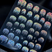 1 autocollant 5D holographique scintillant effet feux d'artifice pour ongles, motif cascade réfléchissant, adhésif pour manucure française