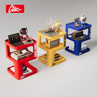 Table basse rotative en fer CLSC avec étagère, rangement mobile pour collations et boissons, design industriel, mobilier de salon