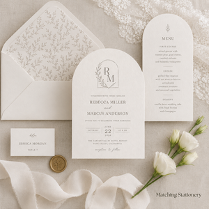 Invito Matrimoniale Boho Minimalista Personalizzato, Forma ad Arco Senza Tempo con Iniziali Personalizzate e <span class=keywords><strong>Tipografia</strong></span> Elegante - Product Image 3