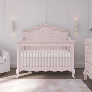 Lit bébé moderne de luxe avec cadre sculpté et courbes décoratives en teck massif pour mobilier de chambre d'hôtel pour bébé - Product Image 1