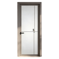 Porte de salle de bain en alliage d'aluminium au design moderne pour maisons, toilettes intérieures, portes à battants en verre dépoli – Prix