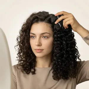 Remy Bulk <b>Hair</b> Natural Black Deep Curly Virgin Remy <b>Human</b> <b>Hair</b> <b>Weave</b> Bundles <b>Hair</b> Extensions Dyeable Customize Size - Product Image 6