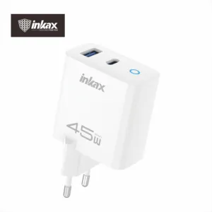 inkax C10-EU 45W Plug Quick Charge 3.0 usb Charger USB Type-C 2 Ports 45W Travel Charger Home Plug