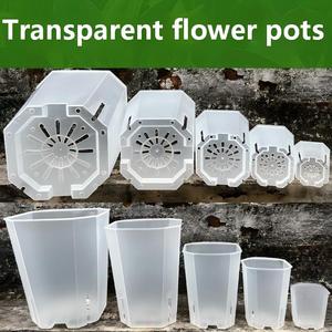 Maceta de Plástico Transparente Resistente de 2/3/4/5/6/7 Pulgadas para Flores, Suculentas, Orquídeas, Control de Raíces, Contenedor para Bonsái - Product Image 1