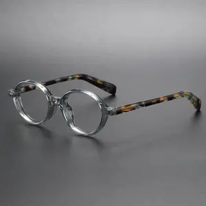 Produsen desainer bingkai kacamata pria bulat kacamata trendi perempuan bingkai kacamata penghalang cahaya biru kacamata optik