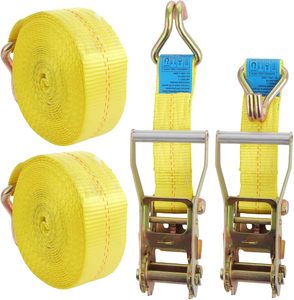 Sangles d'arrimage à <span class=keywords><strong>cliquet</strong></span> 5 cm x 6 m, résistance à la rupture de 11000 lb, <span class=keywords><strong>sangle</strong></span> d'arrimage robuste pour camions, voitures, motos - Product Image 1