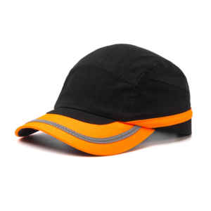 خوذة السلامة للعمل بحجم مخصص قبعة بيسبول على الطراز بلون أسود قاسي برتقالي مع شعار حريري مطبوع مخصص للرياضات الخارجية - Product Image 1