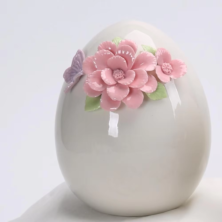 Home Decoration Statue Ornament Cute Birds With Flower Figurines Ceramic Animal Desktop Decor