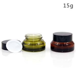 Empty Cosmetics Cream <strong>Ember</strong> Glass Jar with Black Crew <strong>Cup</strong> - Product Image 2