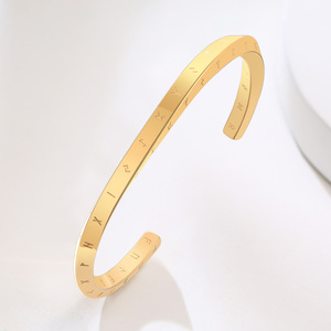 2026 Wholesale Waterproof Vintage Stainless Steel <b>Cuff</b> Fashion Bangle <b>Bracelet</b> Men's 18K Gold/<b>Silver</b> Plated Gift - Product Image 2