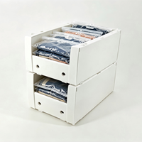 Boîte en plastique empilable à boucle à clipser réutilisable, usage industriel pour le tri des chaussures et des vêtements en entrepôt