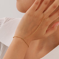 CELES Bracelet Chaîne de Doigt Vintage pour Femme en Acier Inoxydable Plaqué Or 18K avec Zircone, Anti-ternissement, Tendance, Idéal Cadeau