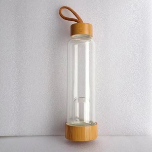 Bouteille d'eau en verre avec paillettes de cristaux pour purification spirituelle, 18,6 oz, tasse d'élixir en pierres précieuses naturelles, avec étui de transport portable - Product Image 2