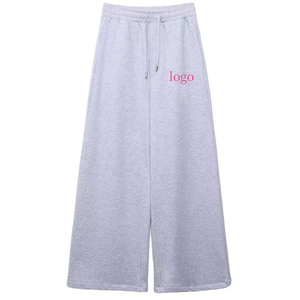 Pantalon long décontracté à la mode Alxin, taille à cordon de serrage, couleur grise, coupe <span class=keywords><strong>large</strong></span>, vente chaude, vêtements pour femmes, pantalon pour femmes - Product Image 1