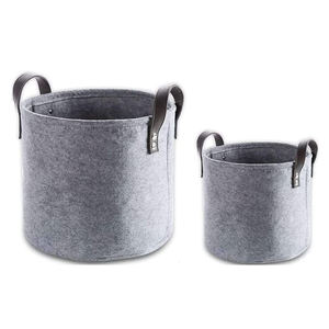 Große runde graue Filz vorrats behälter mit Griffen Umwelt freundlicher stapelbarer Organisation skorb Moderner Stil für schmutzige Kleidung - Product Image 1
